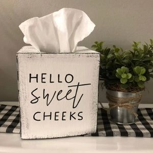 Hand painted HELLO SWEET CHEEKS Tissue Box Cover